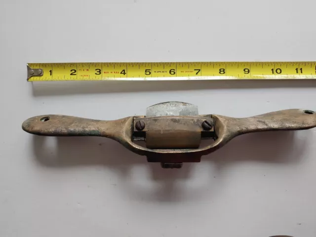 Early Large 12" Stanley Level and Rule Co. Brass  Spoke Shave , NICE