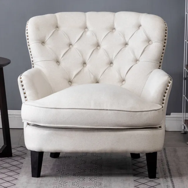 Chesterfield Armchair Wing Back Queen Anne Deep Button Upholstered Chair Sofa