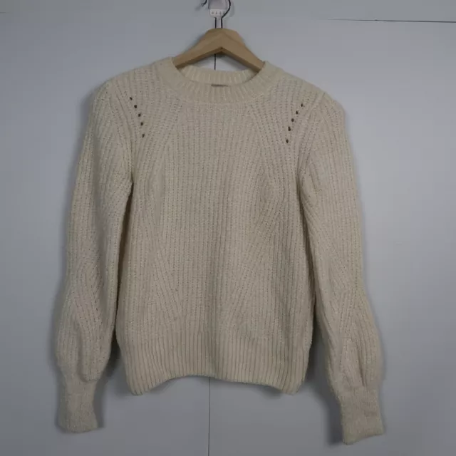 H&M Womens Knit Sweater Size S Cream Beige Crew Neck Pullover Jumper