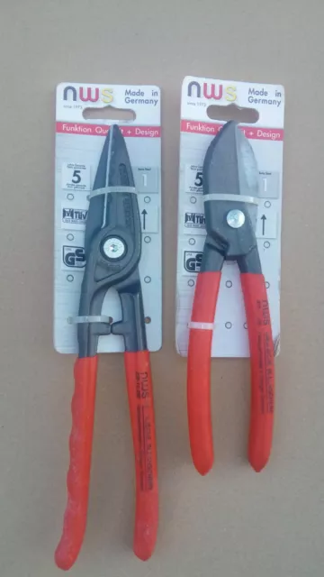 NWS Gilbow Tin Snips,2 Pair,8"&10"Made In Germany,Straight Cut