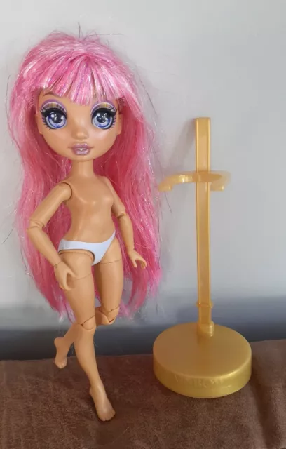Rainbow High Doll Avery Styles Fashion Studio. No Clothes just Stand & Pink Wig.