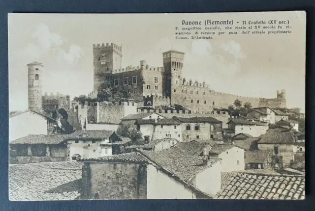 Pavone ( Piemonte ) Il Castello Cartolina N.v. Anni 20/30 F.p.