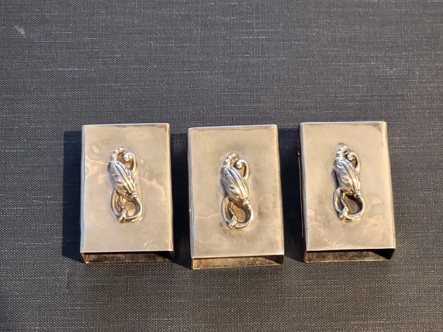 3 VINTAGE HAND MADE STERLING SILVER MATCH BOX HOLDER 82.6g