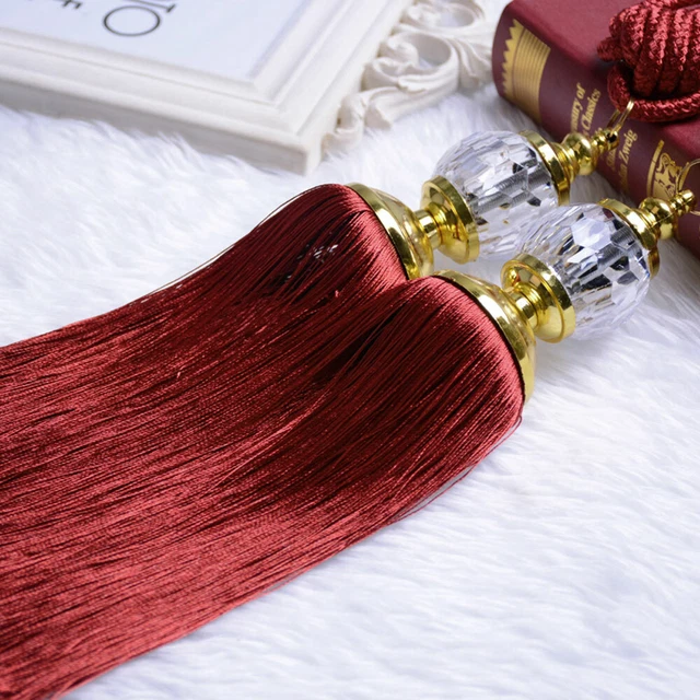 Pair Luxury Curtain Holdbacks Rope Tie Backs Tassel Tiebacks Beaded Ball Decor