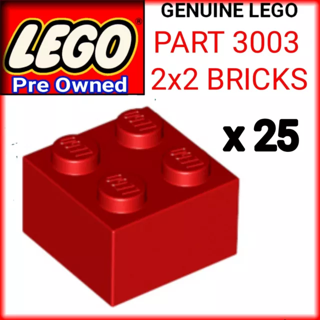 Genuine LEGO Brick Bundle - 25 Pieces -Red Size 2x2  -Part 3003 Free Postage 3