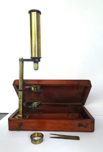Antique brass monocular microscope - cary style