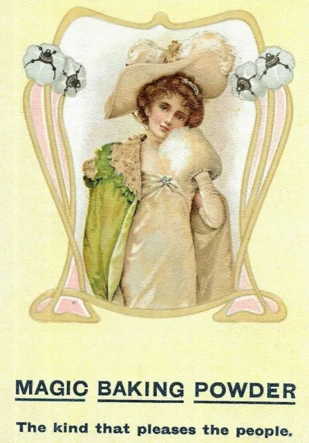 Early Advertising Card Magic Baking Powder Beautiful Woman Kitchen
