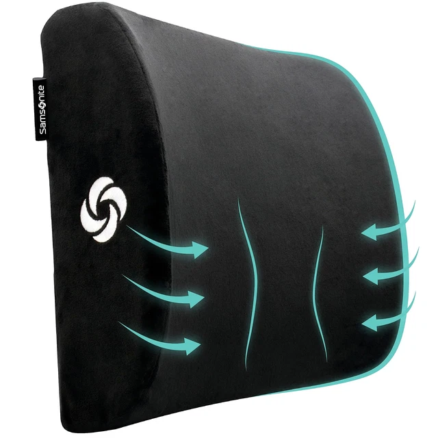 SAMSONITE, Premium Plush Lumbar Support Pillow for Chair - Elevates Lower Back