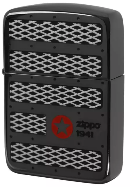 Zippo 1941 Replica Grill Mesh Star Etching Black Plating Japan Limited Cool Rare
