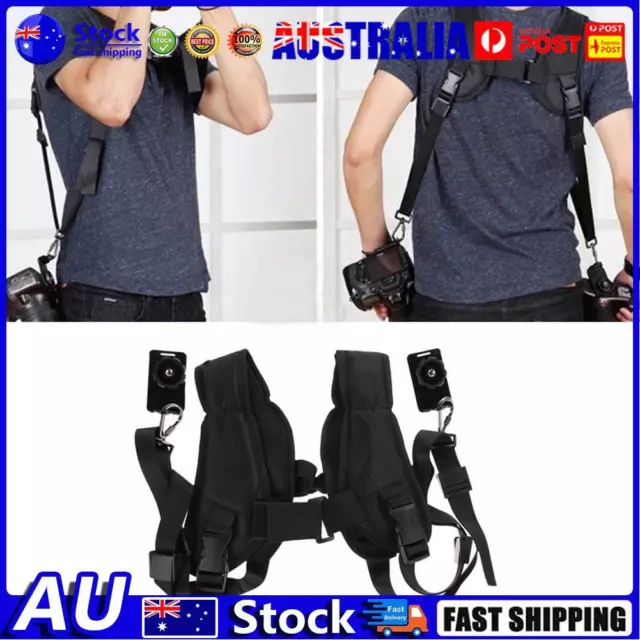 Double Shoulder Strap Portable Sling Camera Belt for Two DSLR Digital Cameras