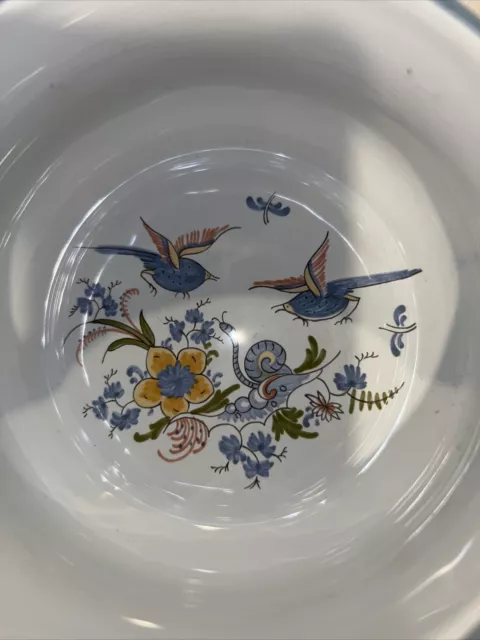 Rare Poterie La Chapelle des Pots Blue Birds w/Handle Ceramic Saucepan - France 3