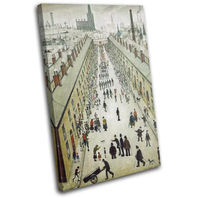 L.S. Lowry Street Scene Vintage SINGLE CANVAS WALL ART Picture Print