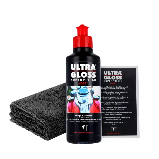 Politur Motorrad Set - Ultra Gloss Superpolish +DGS 250 ml + Mikrofasertuch