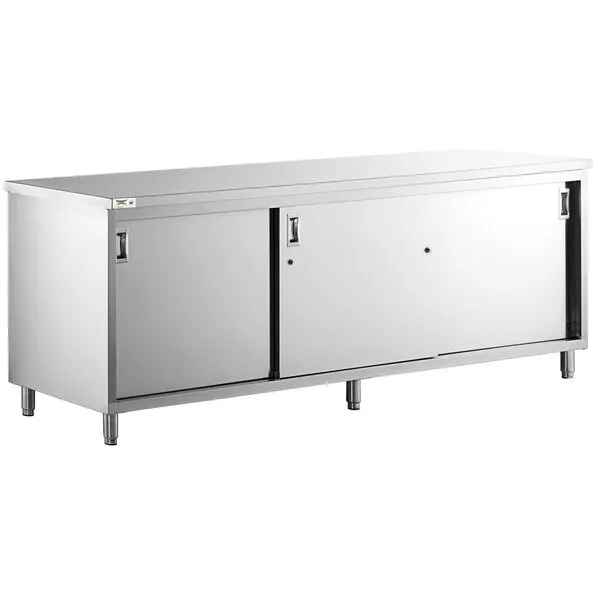 Regency 24" x 96" 16 Gauge Type 304 SS Enclosed Base Table with Sliding Doors