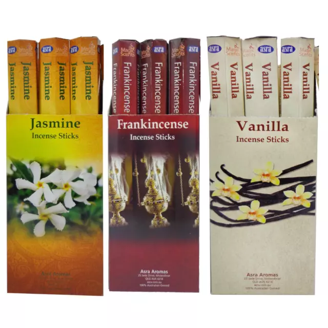 x3 Magic Scents Assorted Incenses (18 Tubes) Jasmine Frankincense Vanilla