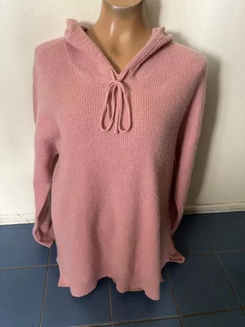 Charter Club Luxury 100% CASHMERE  Dusty Rose Hooded Sweater  - Women's Sz XL