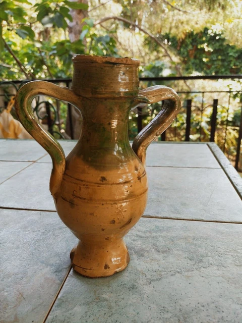 ANTICA FIASCA IN CERAMICA LAVORAZIONE SICILIA - cm.  19