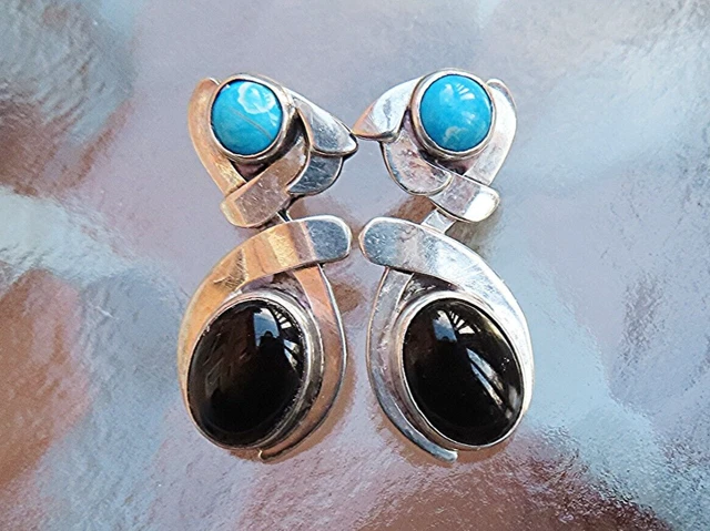 Pair ELYSIUM INC. Handmade Sterling Silver 925 Gemstone Post Earrings, 20g