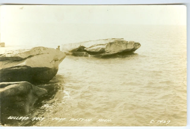 Port Austin MI Woman at Bullard Rock RPPC