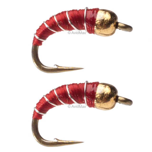 Umpqua Tungsten Zebra Midge Red 2 Pack Nymph Fly Fishing Flies