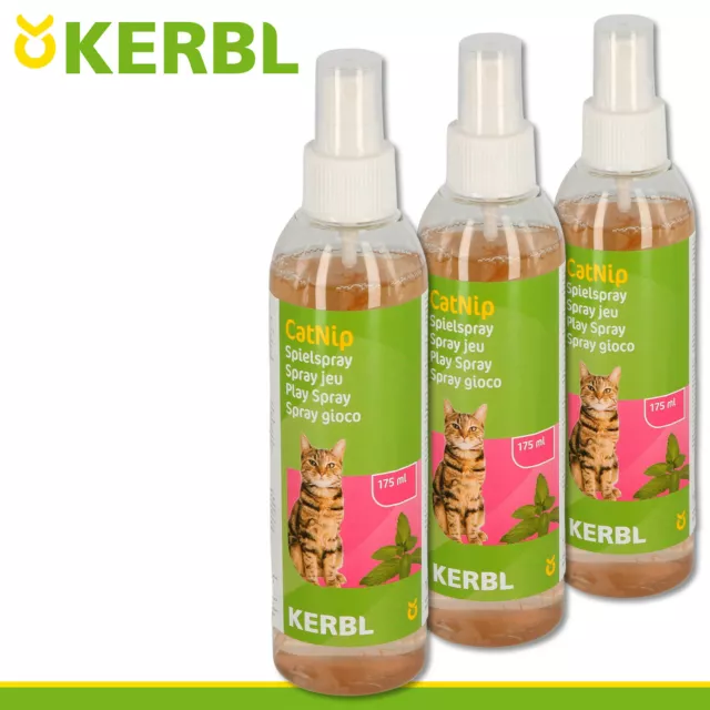 Kerbl 3 x 175 ML Catnip-Spielspray Chat Chaton Jouer Ennui Bien-être