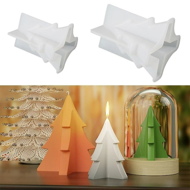 Plaster 3D DIY Candle Mold Xmas Tree Ornament Resin Mold Christmas Tree Mould