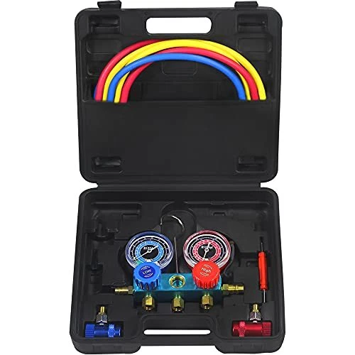 R1234YF AC GAUGES, 3 Way 1234yf AC Manifold Gauge Set Car Air