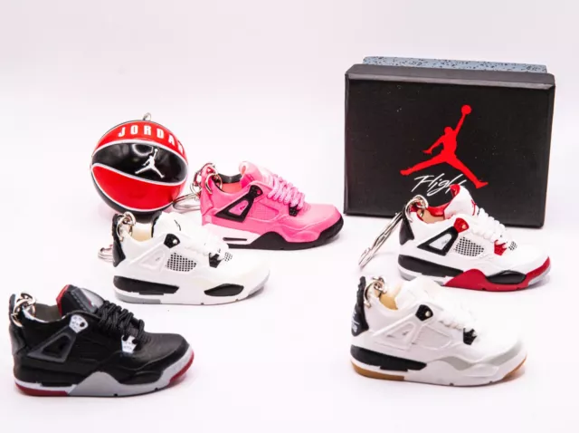 NIKE Jordan 4 MINI TRAINER SNEAKER KEYRING   BOX   BBALL Gift Set UK SHIPPING!