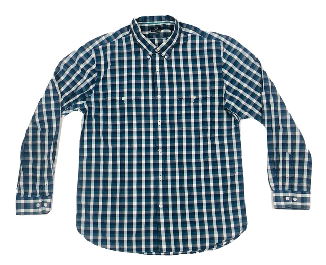 Sportscraft Men's Long Sleeve Check Shirt Size XL Tapered Fit Blue Menswear