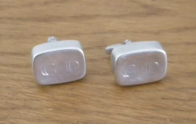 Anciens boutons de manchette mécaniques en argent 835 silver mecan, initiales GD