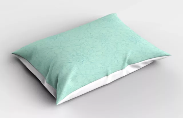 Turquesa Funda de Almohada Dibujados a mano de la dalia