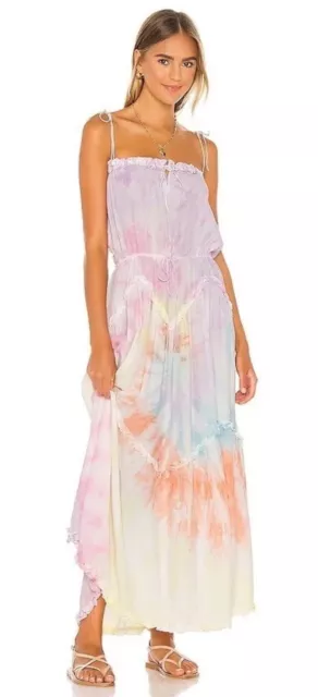 S/W/F Revolve The Dynamic Dress Pastel Tie Dye  Sundress Ruffle Large