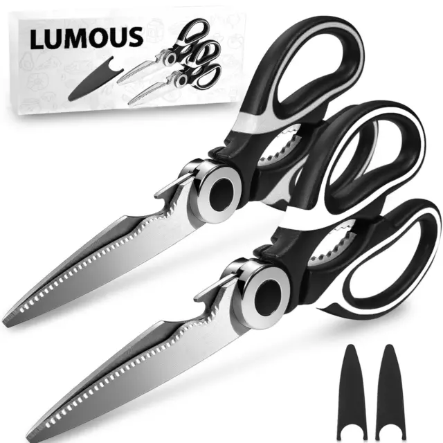 2 x Stainless Steel Kitchen Scissors | Multi Purpose Heavy Duty Household Shears