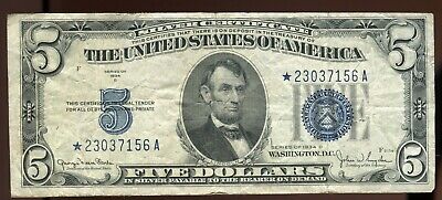 1934-D $5 Silver Certificate Rare Star | VF++ | FR-1654* | Free Shipping | OCEK
