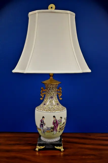 32" Tall Chinese Porcelain Vase Lamp*Jingdezhen* Famille Rose Shade Not Included
