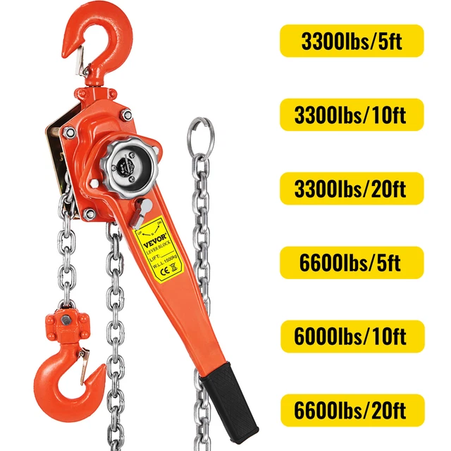Palan Manuel à Chaîne 1 Tonne - Findmall, Capacité 2200lbs, Hauteur 8ft, Chaîne G80