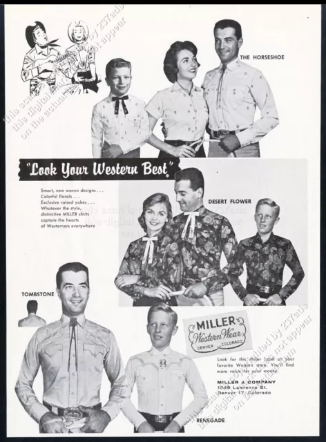 1961 Miller Stockman Western Wear women's mens kids shirt pix vintage print ad