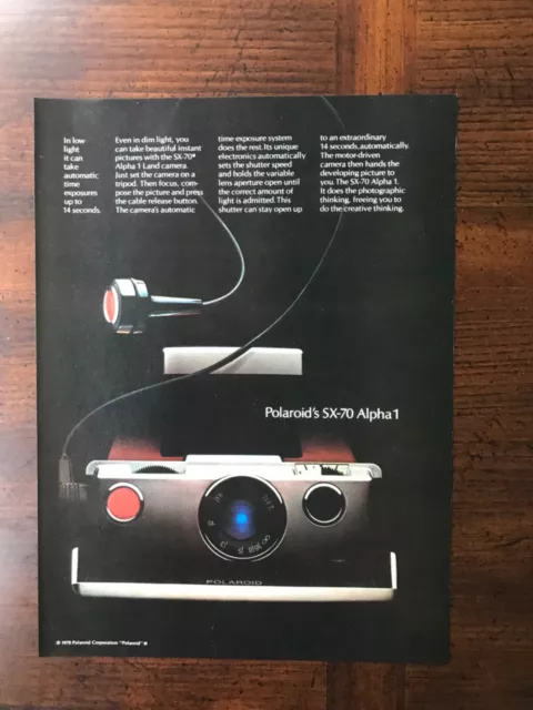 1978 vintage original print ad Polaroid SX-70 Alpha 1 Camera