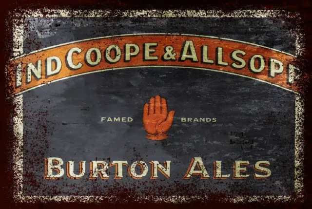 Ind Coope & Allsopp Burton Ale Advert Aged Look Vintage Style Metal Sign Bar Pub