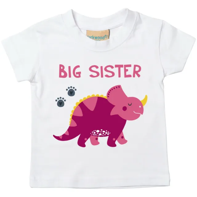 Pink Dinosaur Big Sister Toddler T-Shirt - Printed Gift Top Pregnancy Reveal
