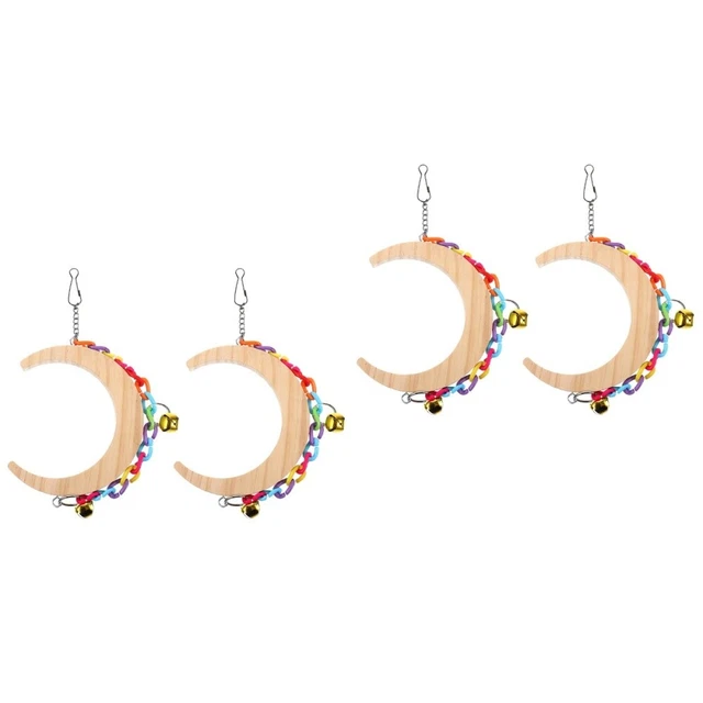 4 PCs Vogelmondform -Swing -Papagei Schwung Spielzeug Holz Papagei Schwung