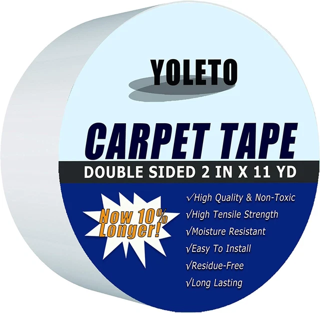 Cinta para alfombra YOLETO de doble cara - solución para asegurar alfombras, azulejos, madera y más