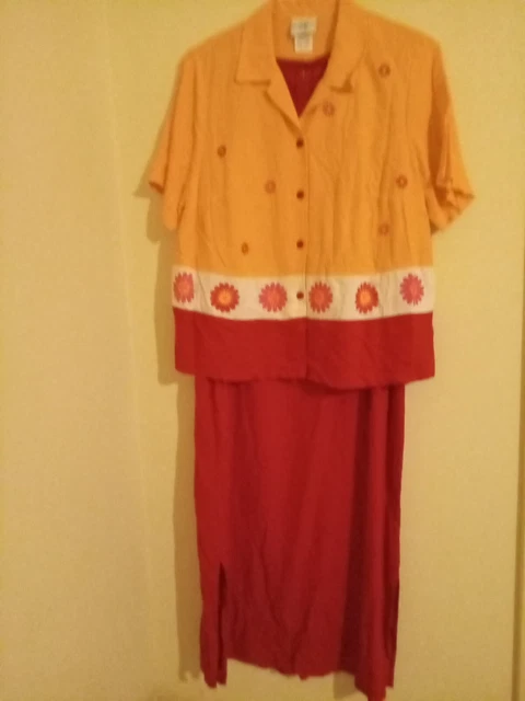 Vintage Studio Ease 2piece New/Tags 2 Piece Shift Set Maxi Red Size 20w Linen...