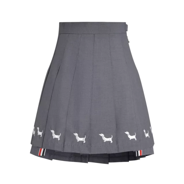 Thom Browne Women Preppy Style Wool Skirt High-waist