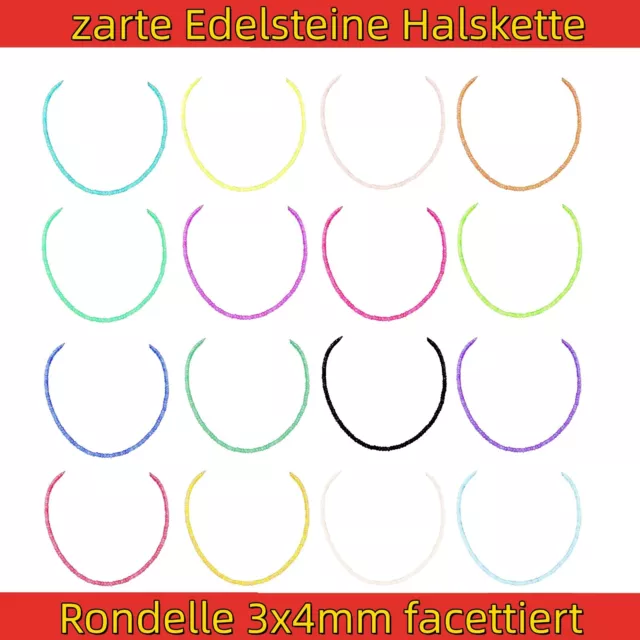 Bailysbeads edle Saphir Smaragd Rubin Zirkon Granat usw. Halskette Kette 3x4mm 2