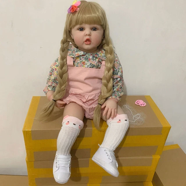 Bambola bambino reborn 24 pollici realistica vinile bambina bambole fatte a mano regali di Natale