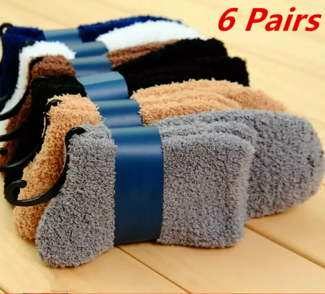 6 Pairs Cosy Bed Socks Mens Fluffy Home Sock Thick Indoor Winter Warm Soft Hot