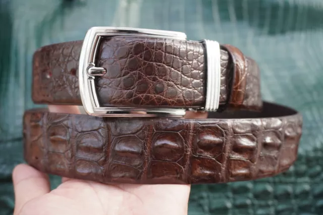 W 1.5& BROWN Genuine Alligator Crocodile Hornback Leather Skin Men's ...