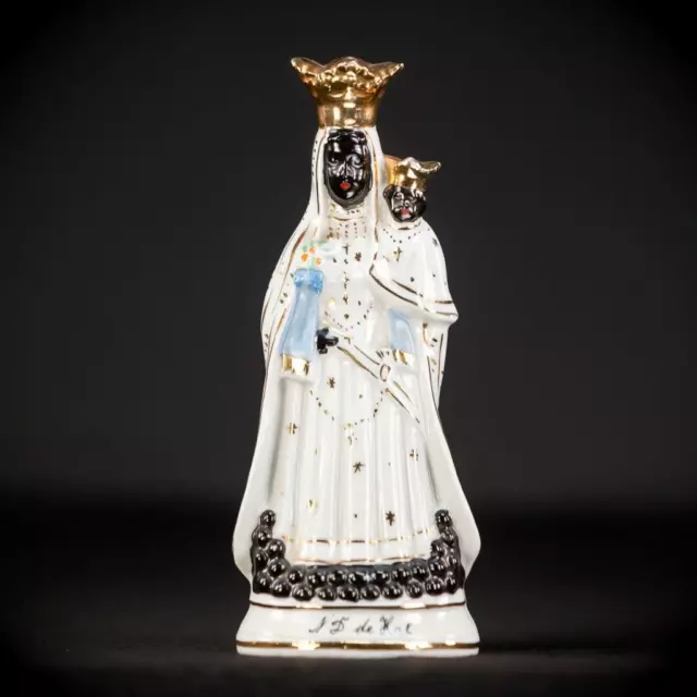 Black Madonna Child Jesus Statue | Virgin Mary Figure | Antique Porcelain 6.7"_