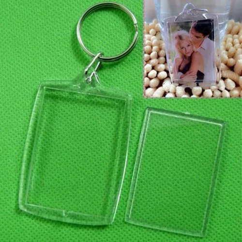 5X Clear Acrylic Blank Photo Picture Frame Key Ring Keychain Keyring Gift H@t@